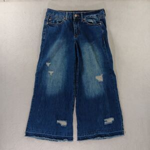 New York Rewash Jeans Women's Size 5 (27) Blue Wide Leg Cropped  Distressed *